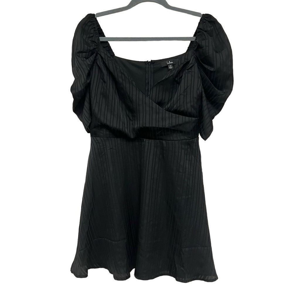 Lulu's Black Puff Sleeve Mini Dress